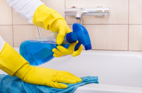 Professional domestic cleaners working in a Chiswick kitchen